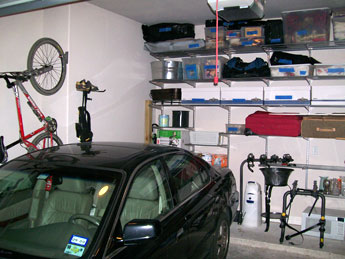 Left side view of a working garage
